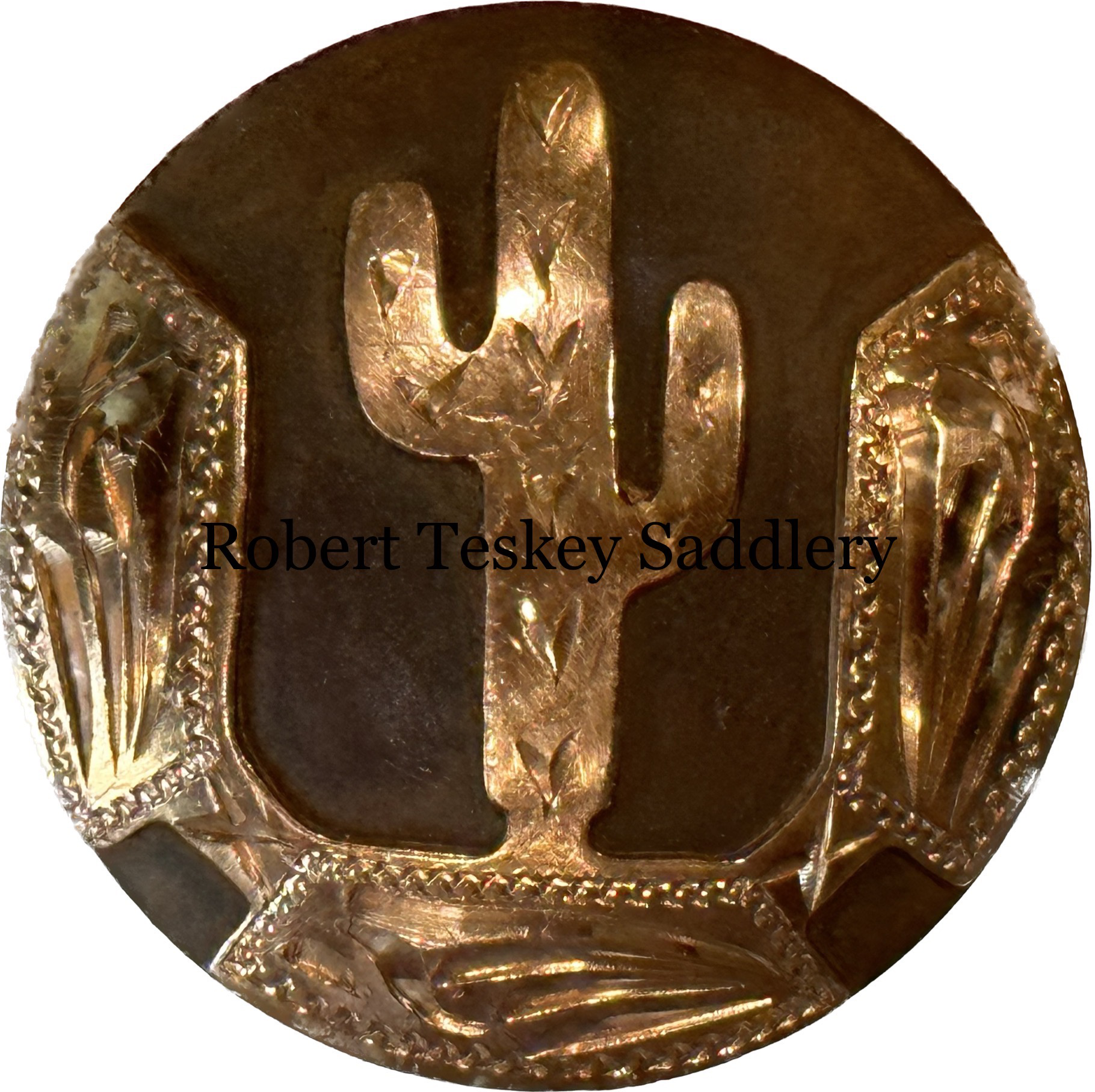 Chicago Style Concho In Gun Metal With German Silver & Copper Tone Trim Five Petal Center Blossom With Five Concave Leave Borders 012725