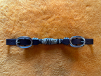 Leather Curb With Braided Raw- Hide, Hair-On Cow-Hide Over Double Row Chain And Two Ss Buckles