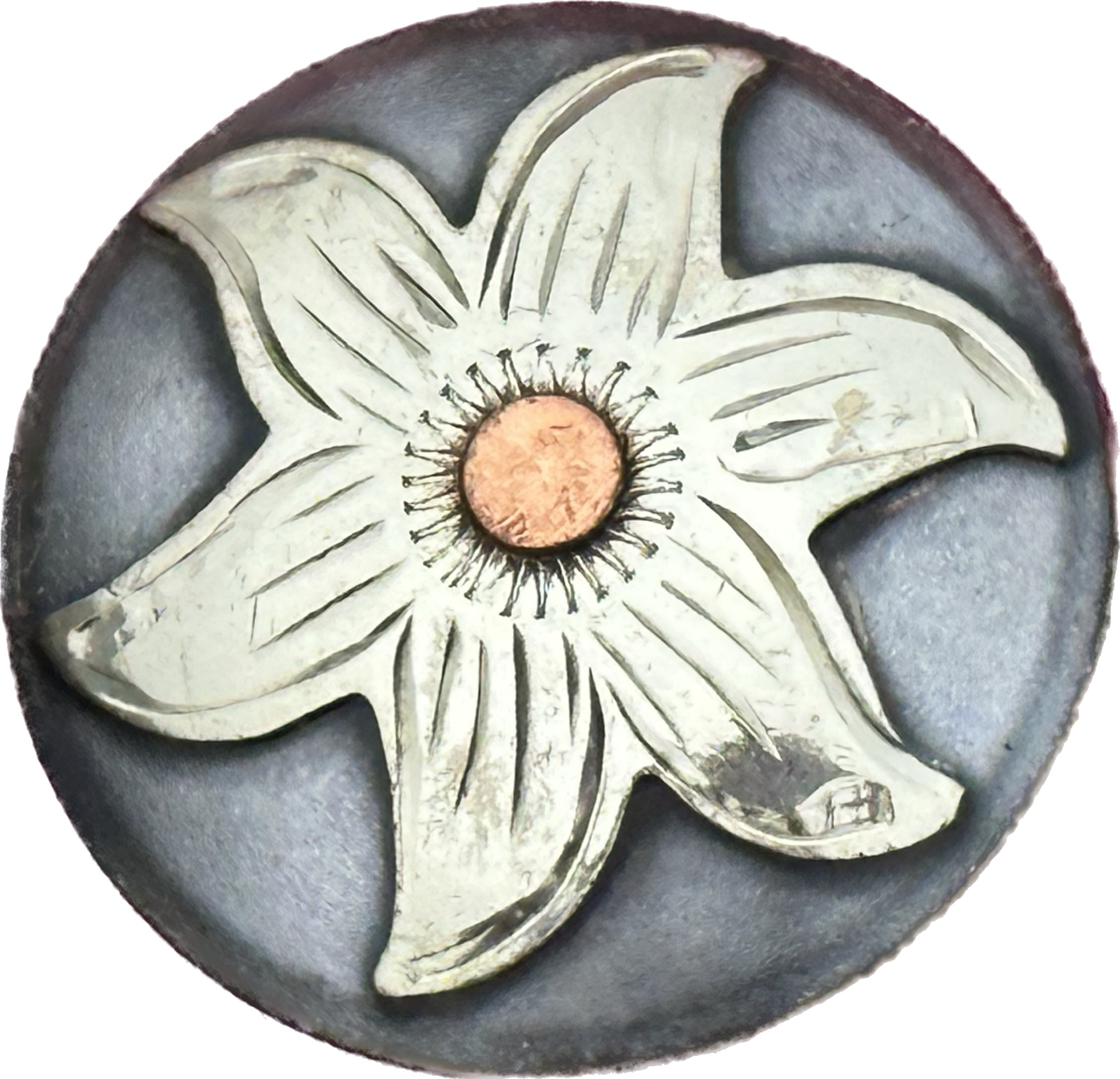 Concho Metallic Gs And Copper Flower With Pointy Petals