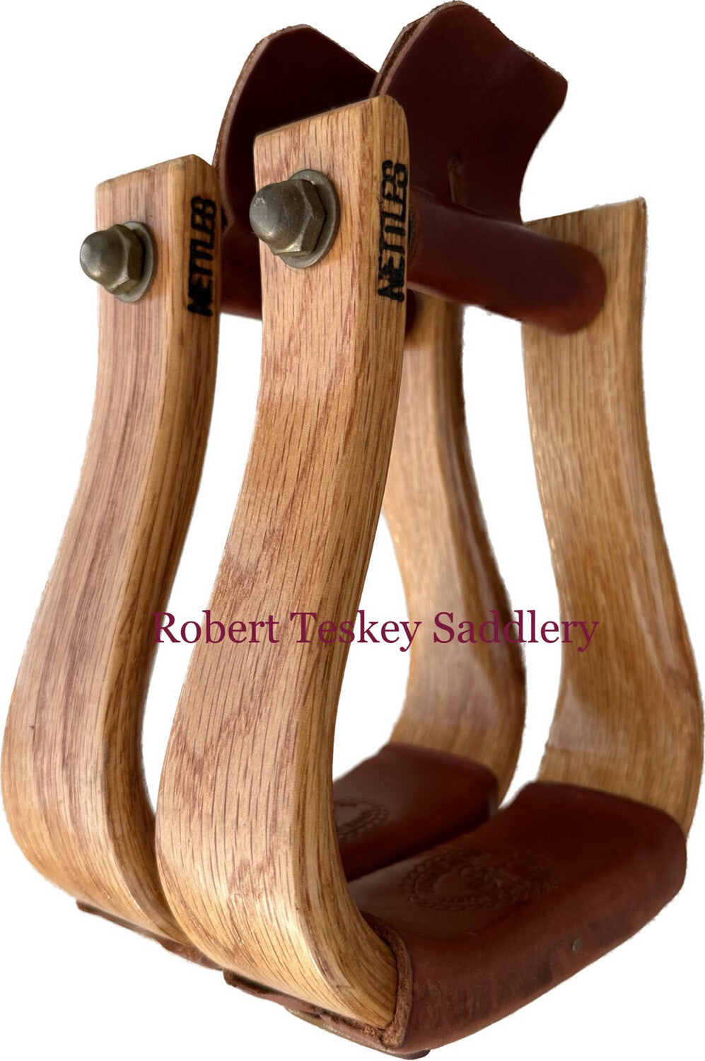 Premier Line The Flatbottom Ronnie Nettles Stirrups with 2- inch Tread Width in Varnish Finish