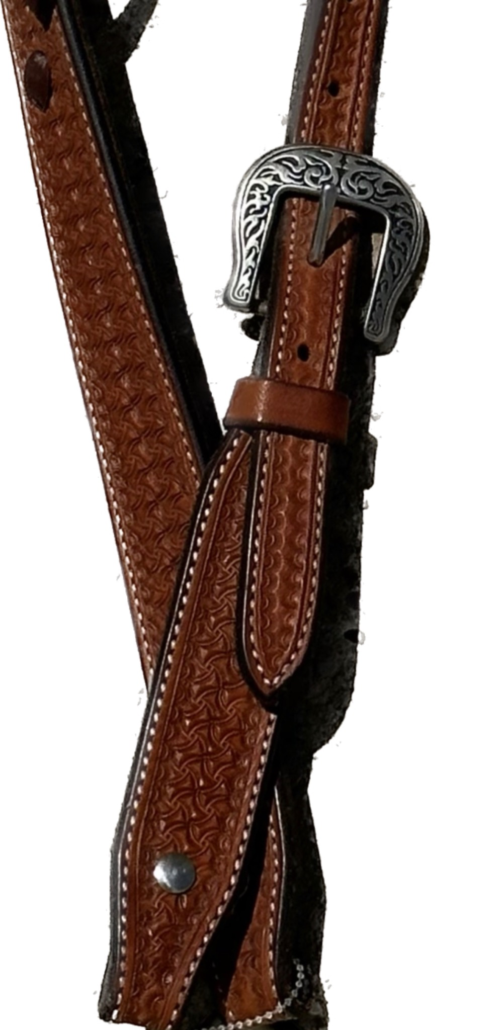 Single Latigo Leather Ear Piece Headstall With One Basic Brass Buckle Width