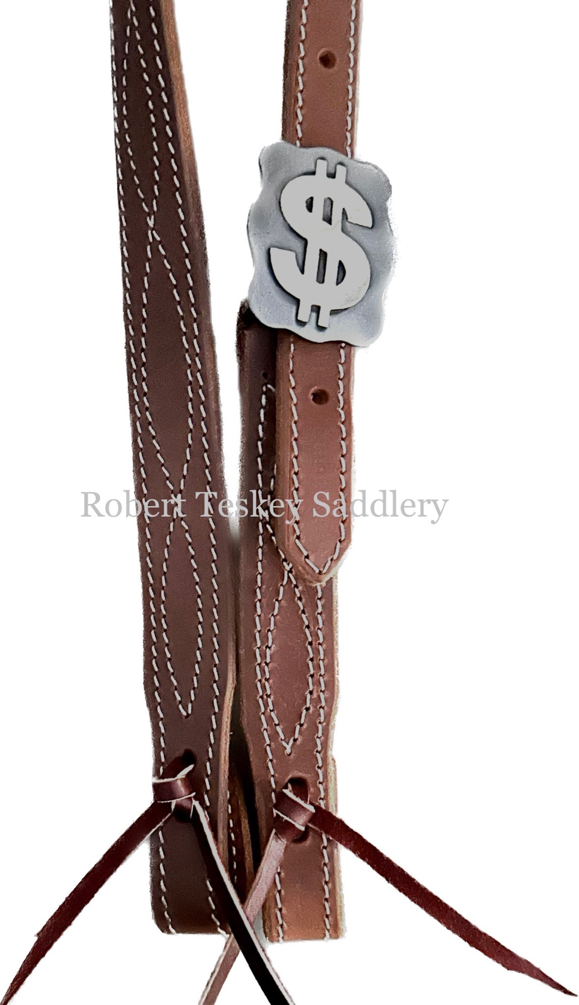 Robert Teskey Single Slit Ear Headstall Beveled & Stitched With One Oval Brass Buckle In Light Width