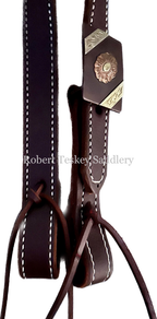 Robert Teskey Single Slit Ear Headstall Beveled & Stitched With One Oval Brass Buckle In Light Width