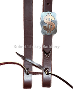 Robert Teskey Single Slide Ear Headstall With One Antique Finish Rhombus Buckle With Ss Floral Trim Width
