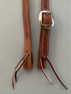 Robert Teskey Single Slit Ear Headstall Beveled & Stitched With One Oval Brass Buckle In Light Width