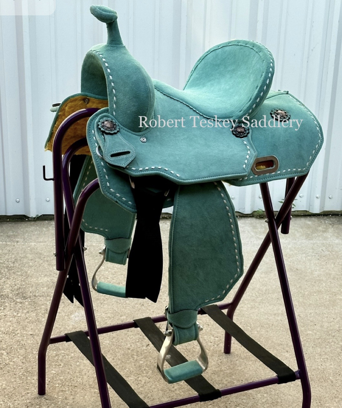 High Back Western Saddle In With Buck Stitch Rough- Out With A Seat