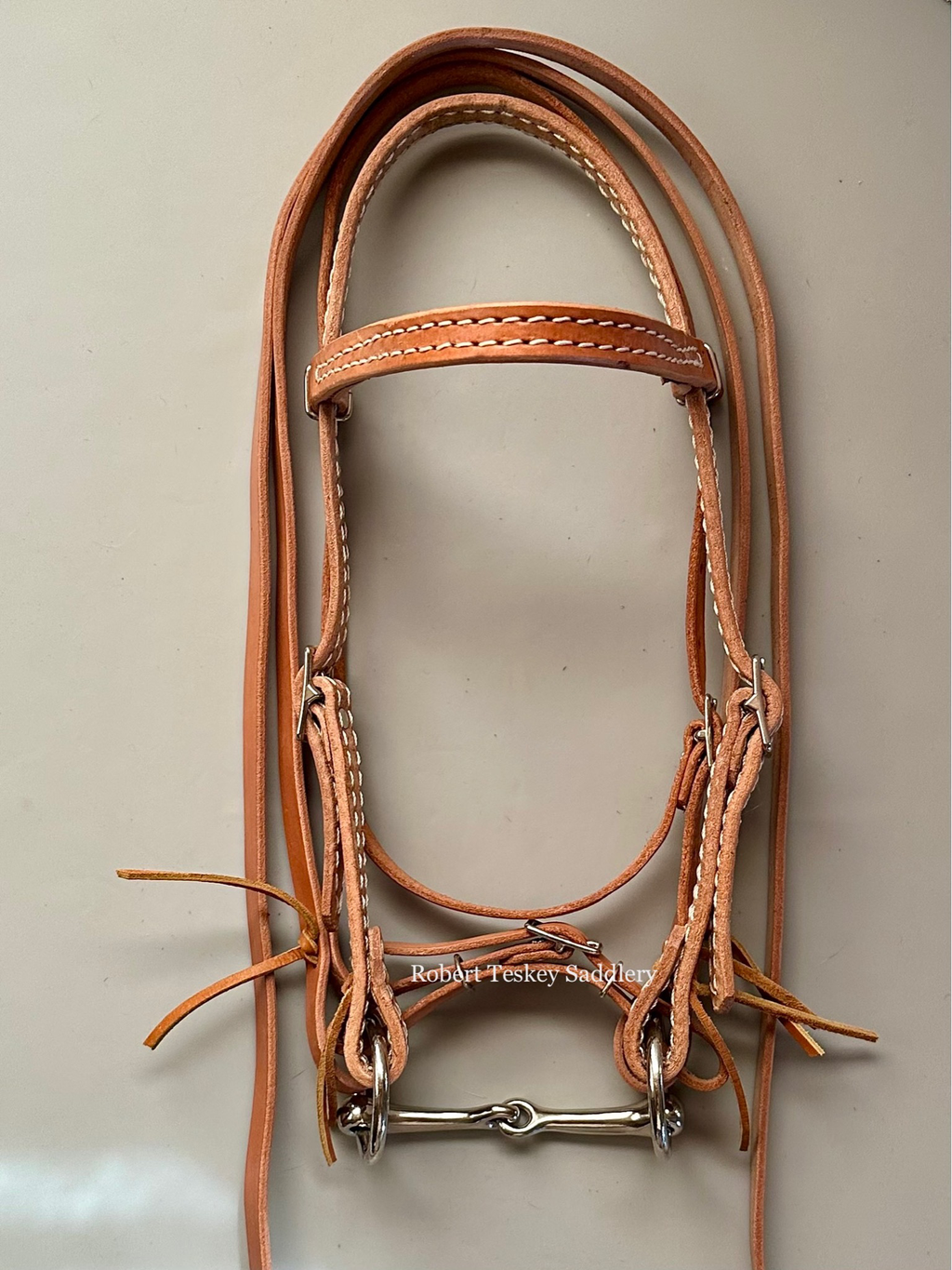 Size Browband Headstall With Ss Snaffle Bit Mouth Piece Ring Diameter, Flat Leather Curb & Split Reins 3’ Length Width Stitched In Finish