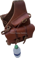 Premium Harness Leather Medicine Saddlebag Oiled Chestnut Finish with Brass Hardware