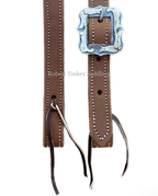Robert Teskey Single Slit Ear Headstall Beveled & Stitched With One Oval Brass Buckle In Light Width