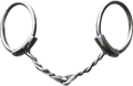 Twisted Wire Shaped Snaffle Bit With Sleeves On Loose Rings In Brushed Stainless Finish