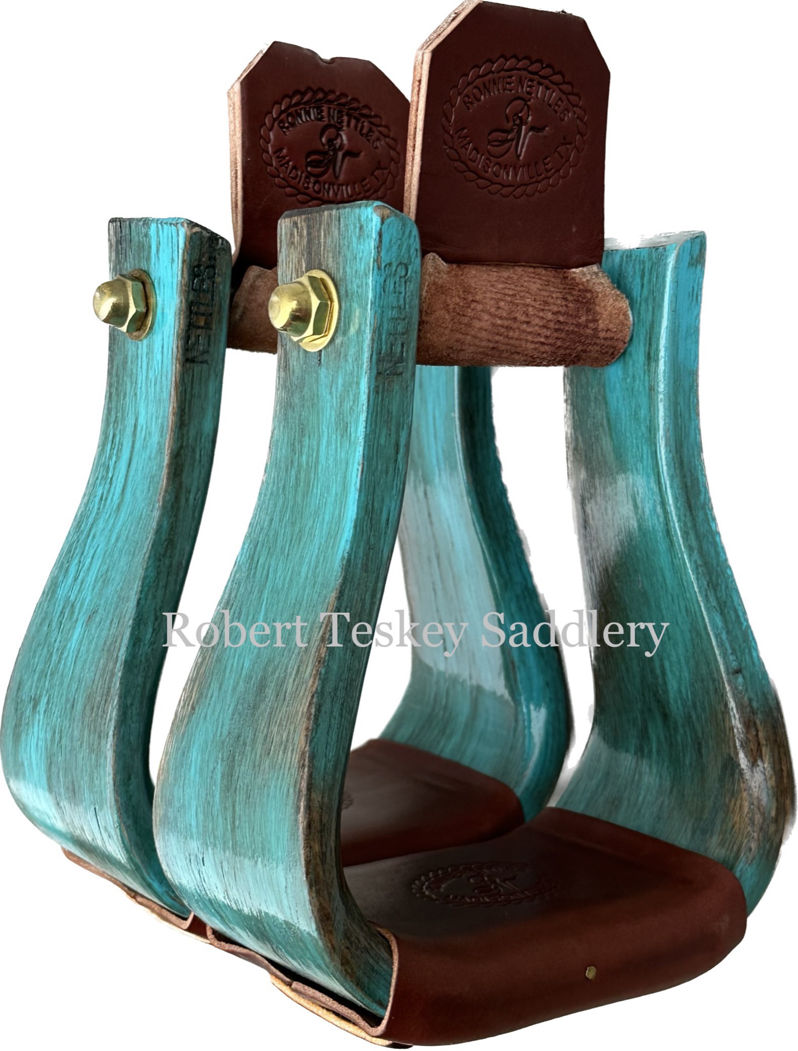 Premier Line The Flatbottom Ronnie Nettles Stirrups With Tread Width In Distressed Raspberry Finish