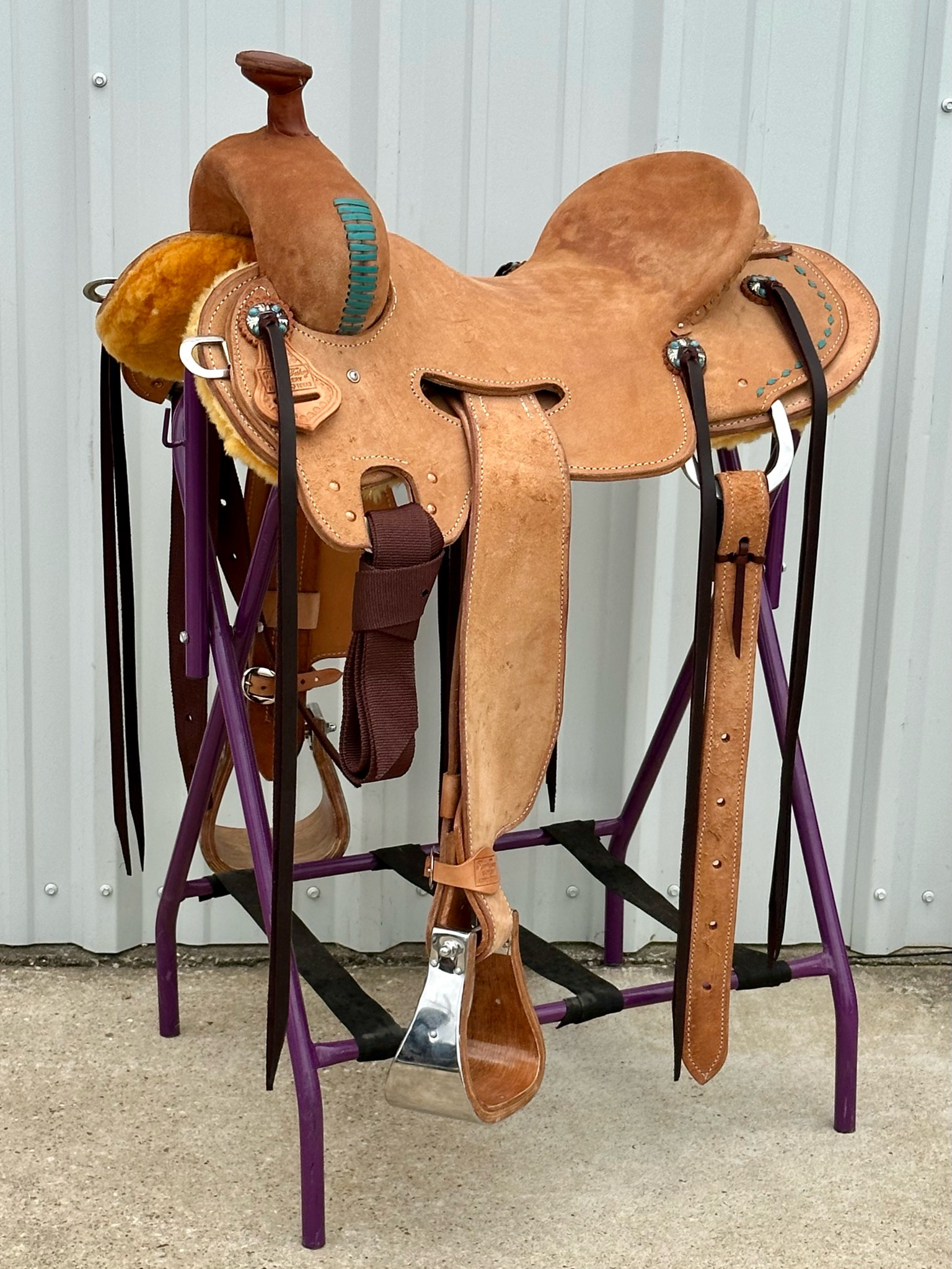 Robert Teskey Western Strip Down Roping Saddle with a 16- inch Rough Out Seat