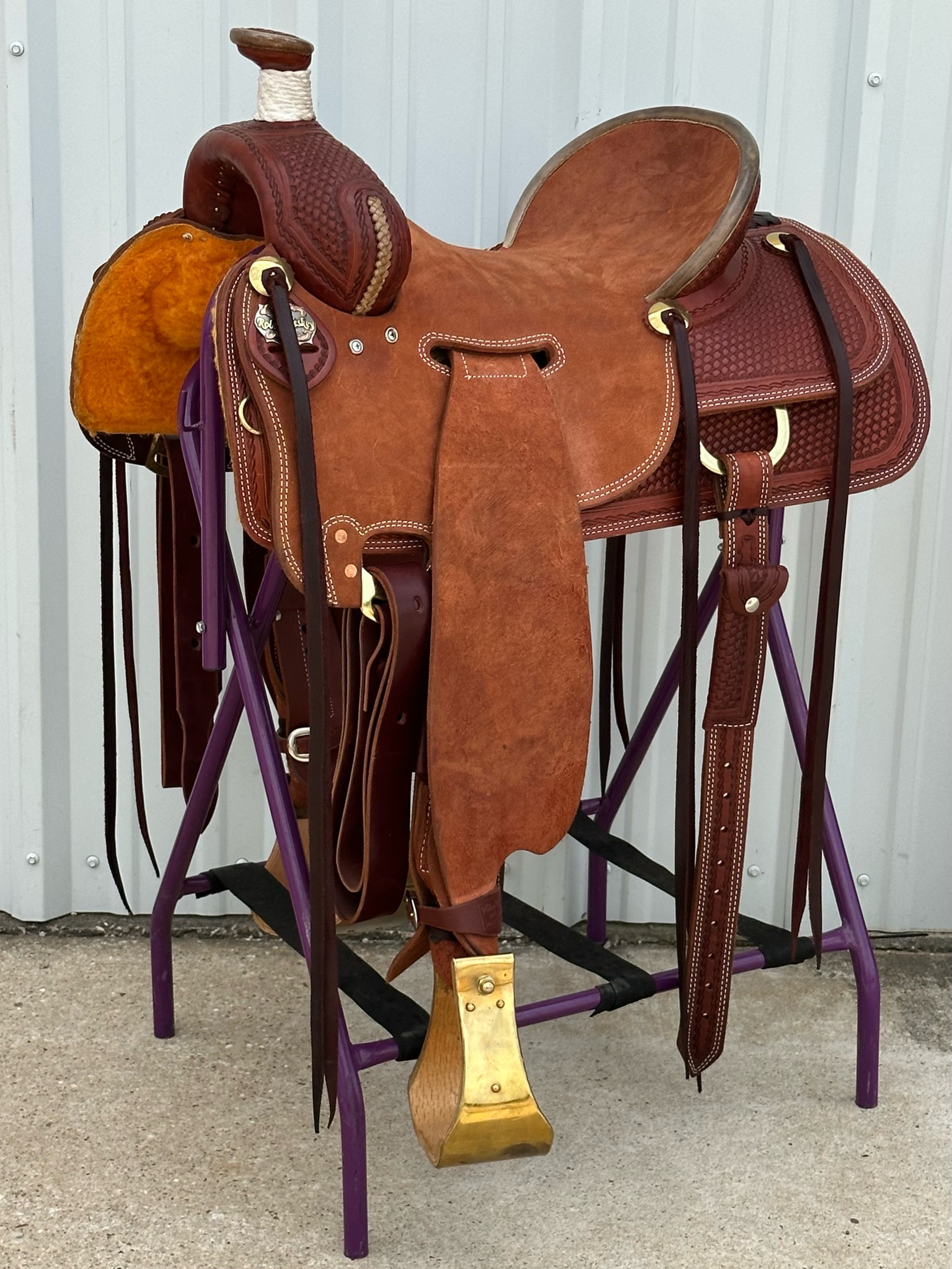 Robert Teskey Strip Down Ranch Roping Saddle with a 16- inch Seat Brass HW