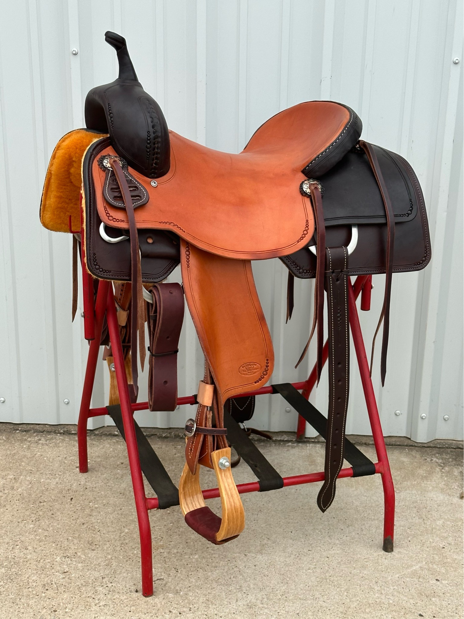 Ed Mathieus Las Vegas, Nv. Cutting Horse Saddle with a 16 1/2- inch Slick out Seat