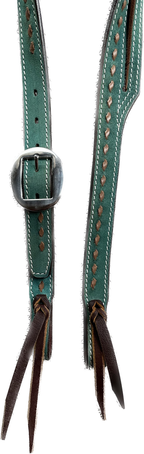 Single Slit Ear Headstall Width In Rough-Out With Buck-Stitch And Single Oval Stainless Steel Buckle