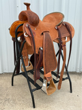 Robert Teskey Ranch Roping Saddle with a 14- inch Rough-out Seat