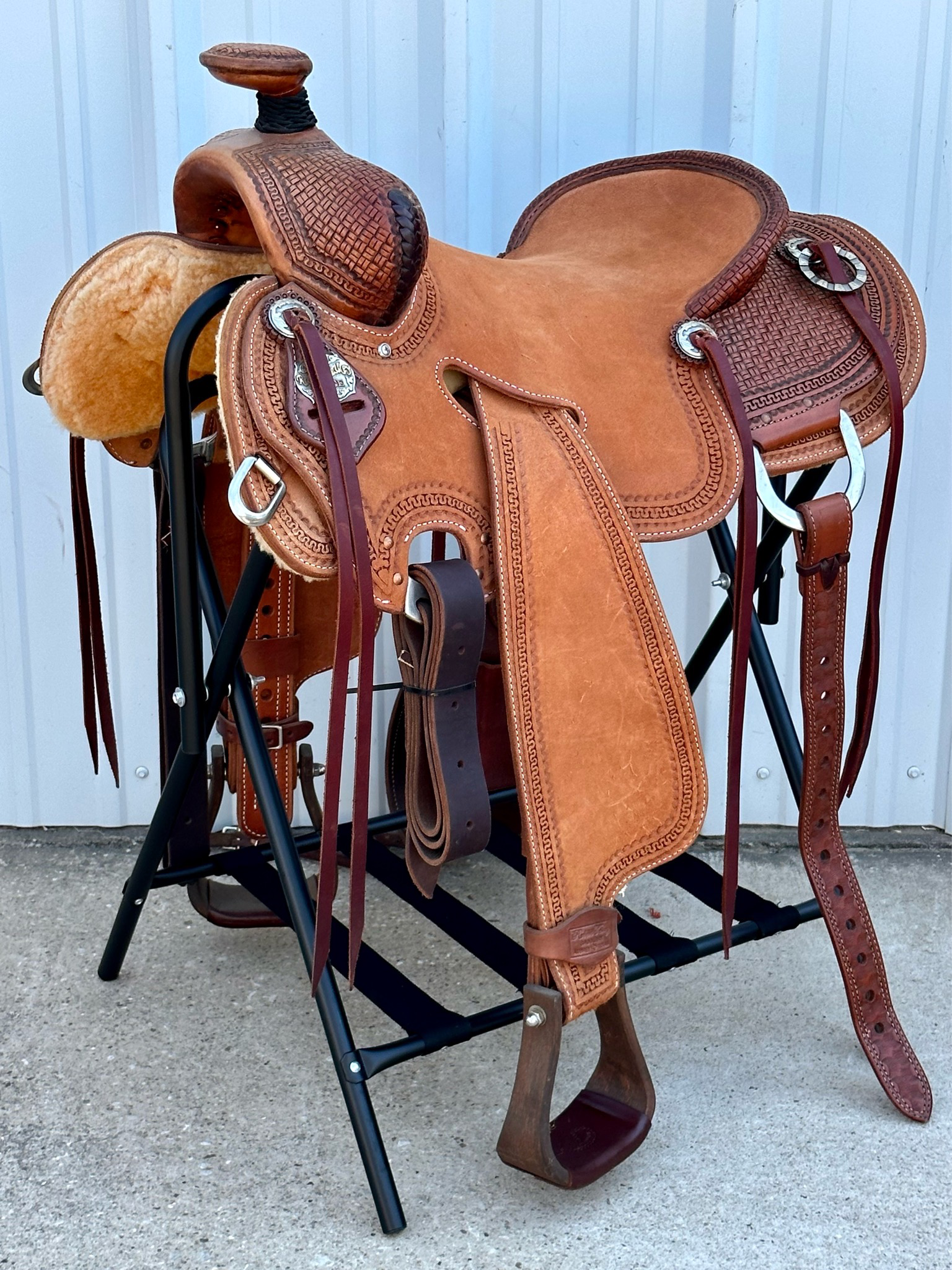 Robert Teskey Elite Strip Down Roping Horse Saddle with a 16- inch Rough Out Seat