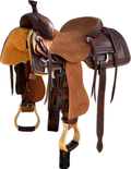 Stuart Rybak CowHorse Saddle with a 15- inch Rough Out Seat in Dark Chestnut 12124