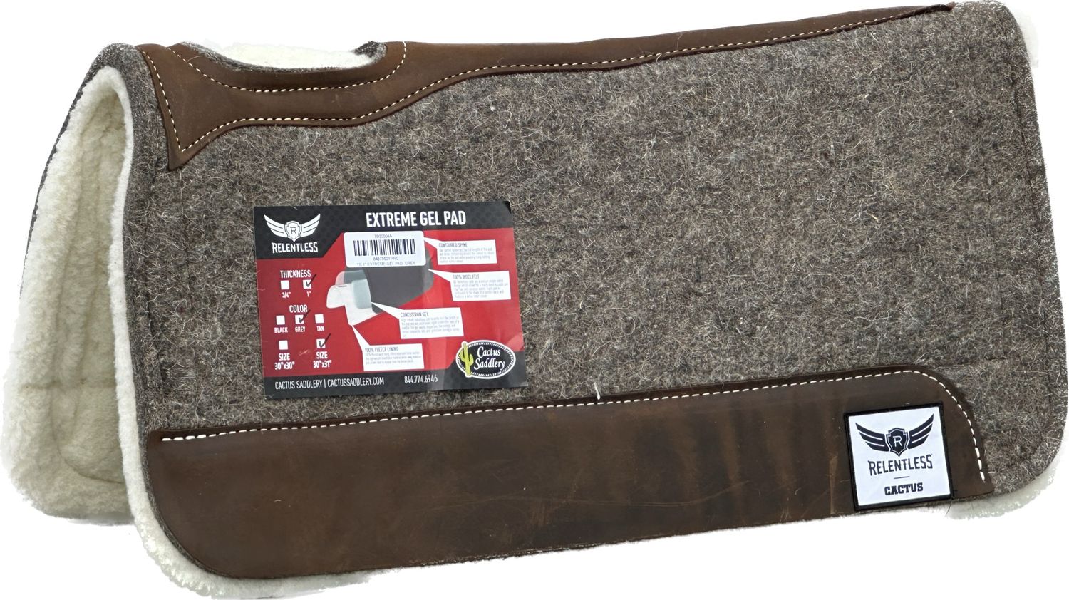 Relentless Felt Top Fleece Bottom Extreme Gel Pad Grey