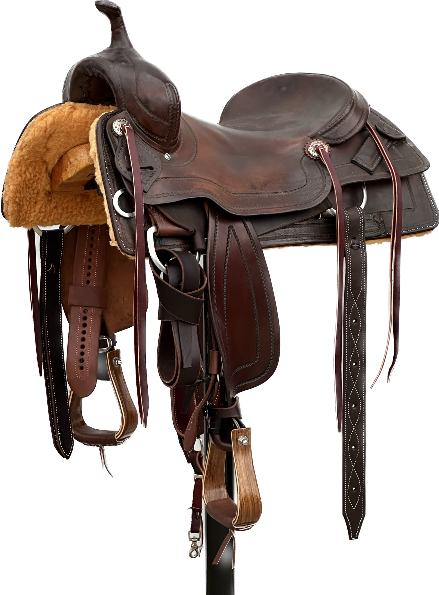 Coats Ranch Cutting Saddle with a 17- inch Slick Out Seat in Dark Finish