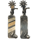 Ebs 127 Men’S Western Spurs With A Width Band Antiqued Steel With Gold And Silver Bar Trim On Band & Twisted Shank With Gold Bar Trim And 10 Point Rowels