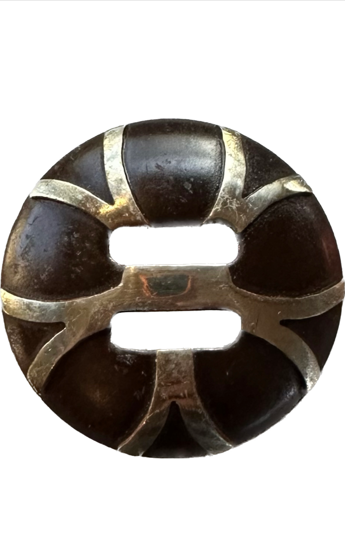 Slotted Concho With Floral German Silver Trim Leave Outlines
