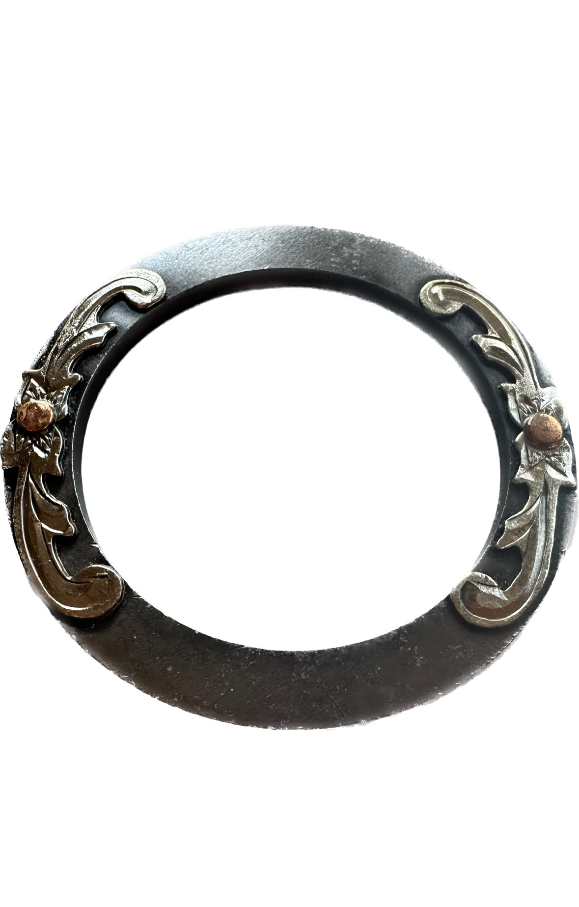 Saddle Ring Metal With Floral Trim