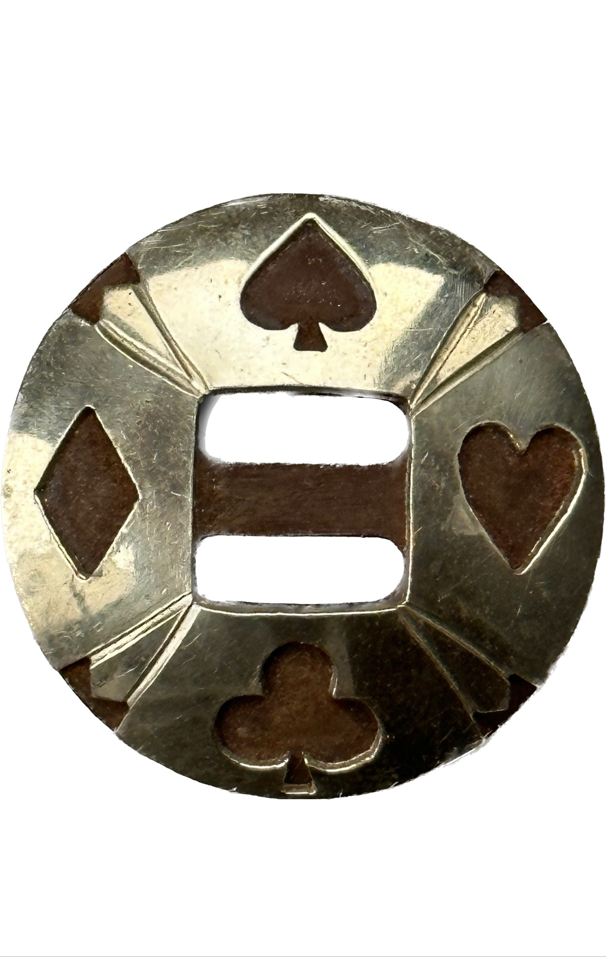 Slotted Concho In With German Silver Trim Card Symbols