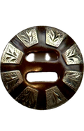 Slotted Concho In With German Silver Trim Eight Foliage Engraved Bars
