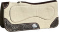 Robert Teskey Premium Moisture Wicking Felt Pad with Dark Oil Fully Tooled Wear Leathers, Contoured Top Line with Tan Buck Stitch Border in Tan 012225TBST