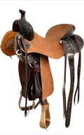 Stuart Rybak Ultra Light CowHorse Saddle with a 15 1/2- inch Rough Out Seat in Dark Finish Interlace 021425