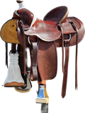 Billy Cook High Country Ranch Roping Saddle with a 16- inch Slick Out High Back Seat in Medium Finish