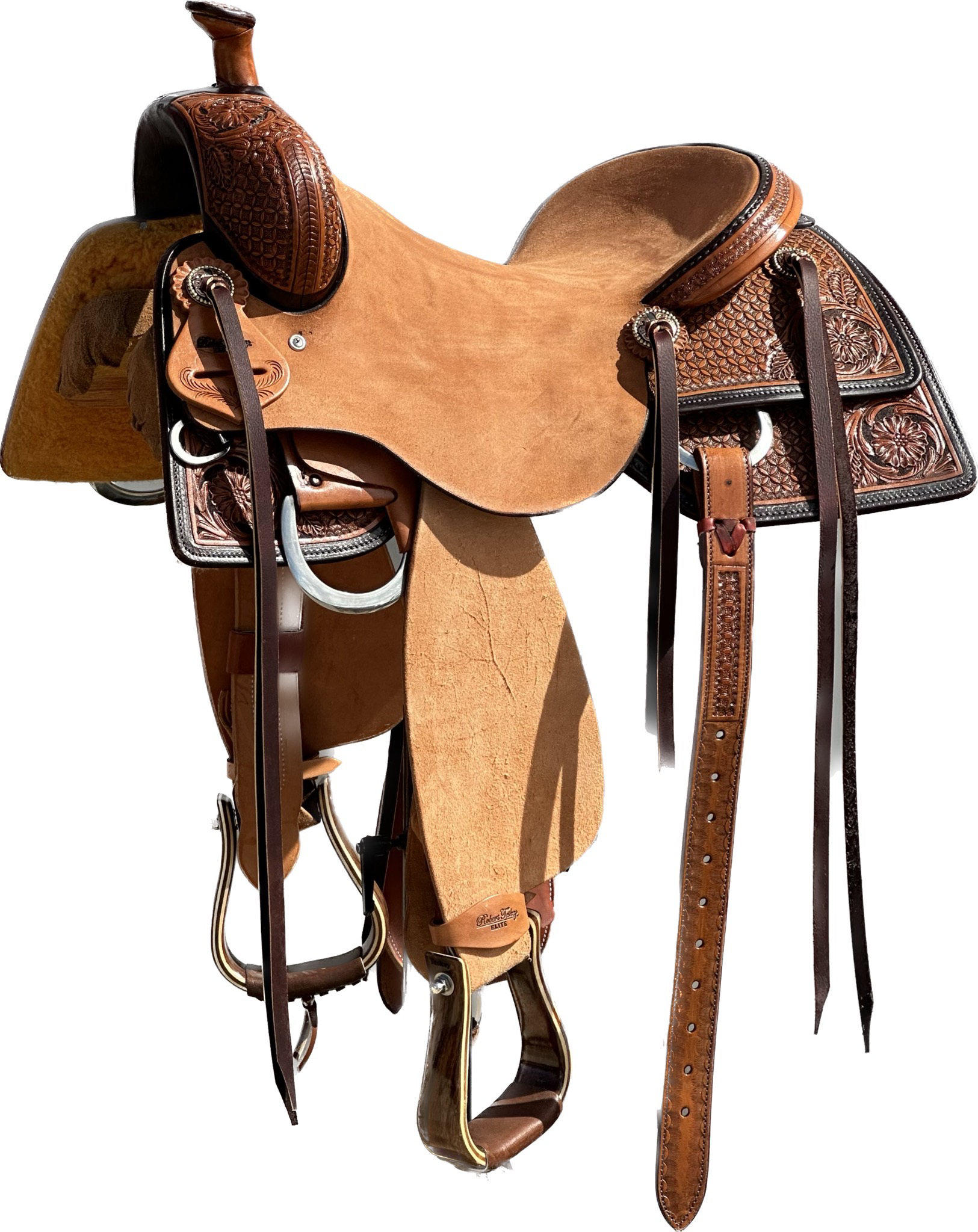 Robert Teskey Elite CowHorse Saddle with a 16- inch Rough Out Seat