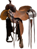Stuart Rybak CowHorse Saddle with a 16- inch Rough Out Seat in Dark Finish Diamond 022&25