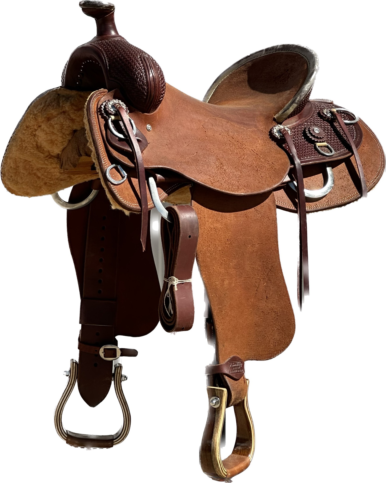 Robert Teskey Mule Saddle with a 16- inch Rough Out High Back Seat in Dark Finish