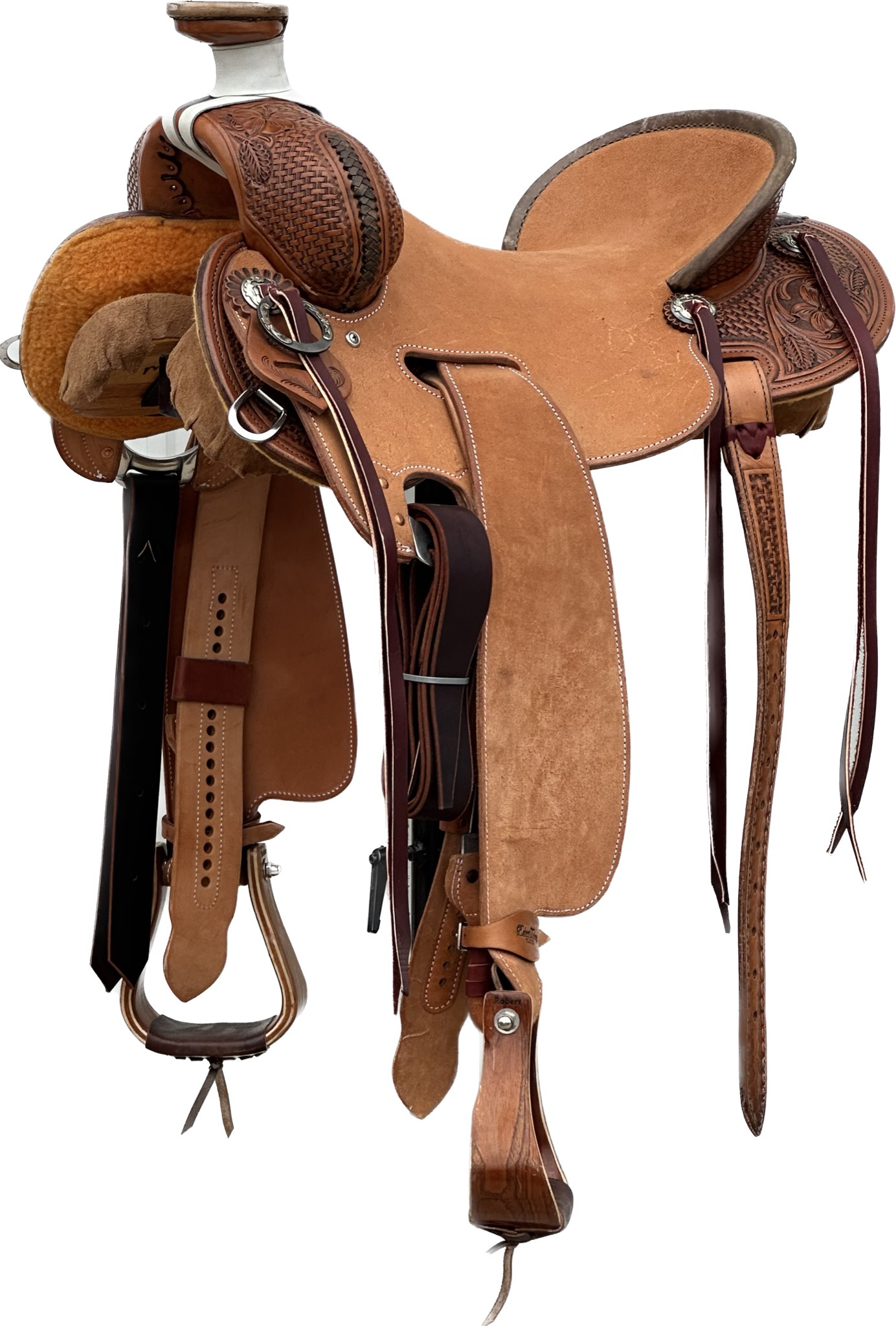 Robert Teskey Elite Ranch Roping Horse Saddle with a 16- inch Rough Out Seat