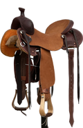 Stuart Rybak CowHorse Saddle with a 15 1/2- inch Rough Out Seat in Dark Chestnut 032725