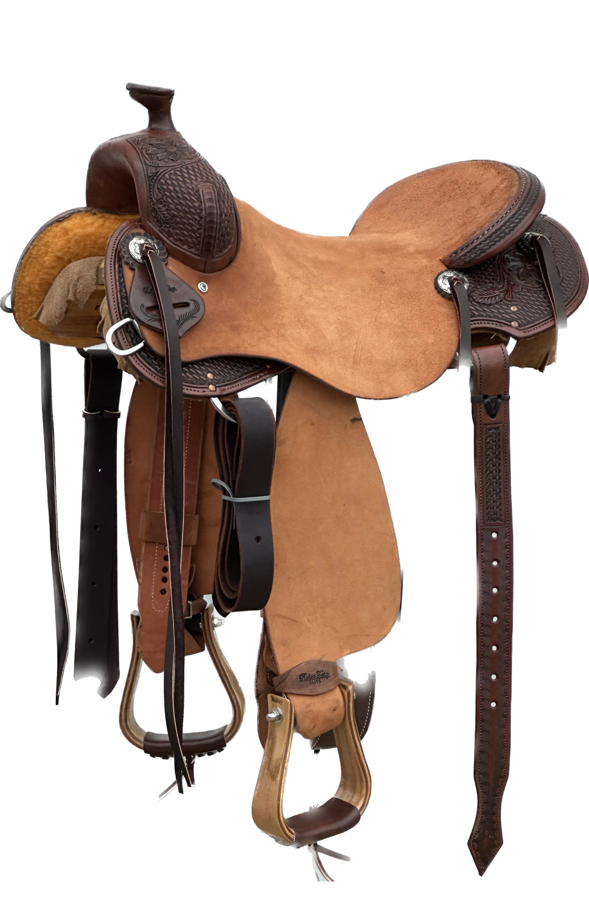 Robert Teskey Ultra Light Elite Cow Horse Saddle with a 16 1/2- inch Rough Out Seat in Dark Antiqued Finish