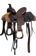 Heart O Texas Kid’s Saddle with a 10- inch Rough Out Seat in Dark Finish
