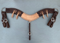 Tripping Collar In Two Tone With Leather Rosettes And Buck Stitched Center