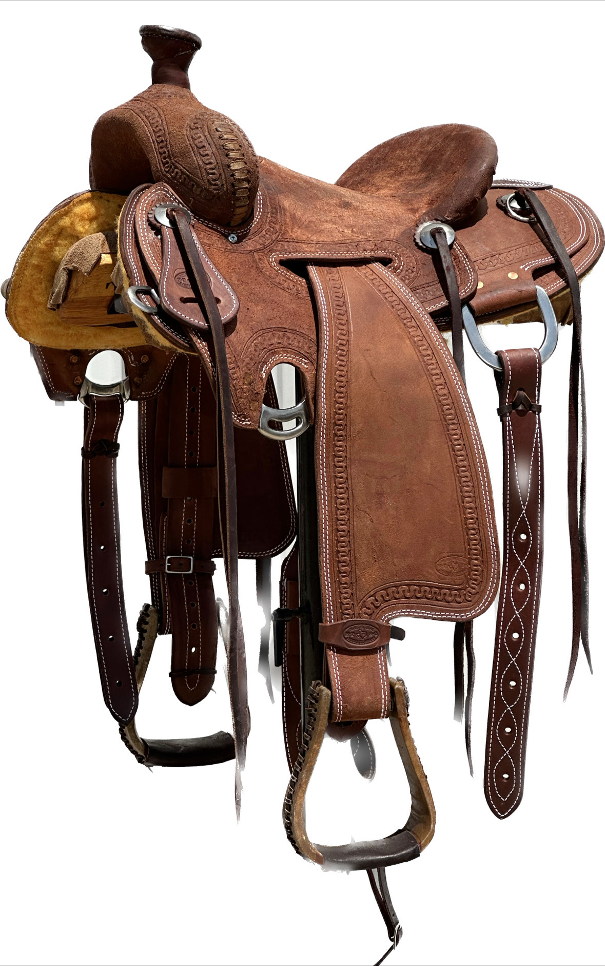 Heart O Texas Will James Roping Horse Western Saddle with a 13 1/2- inch Rough Out Seat in Medium Oil Finish