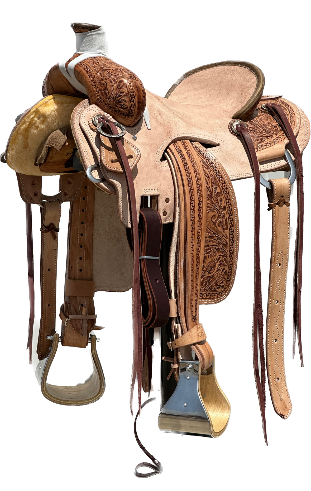 Heart O Texas Will James Roping Horse Saddle With A Rough Out Seat In Finish 052225
