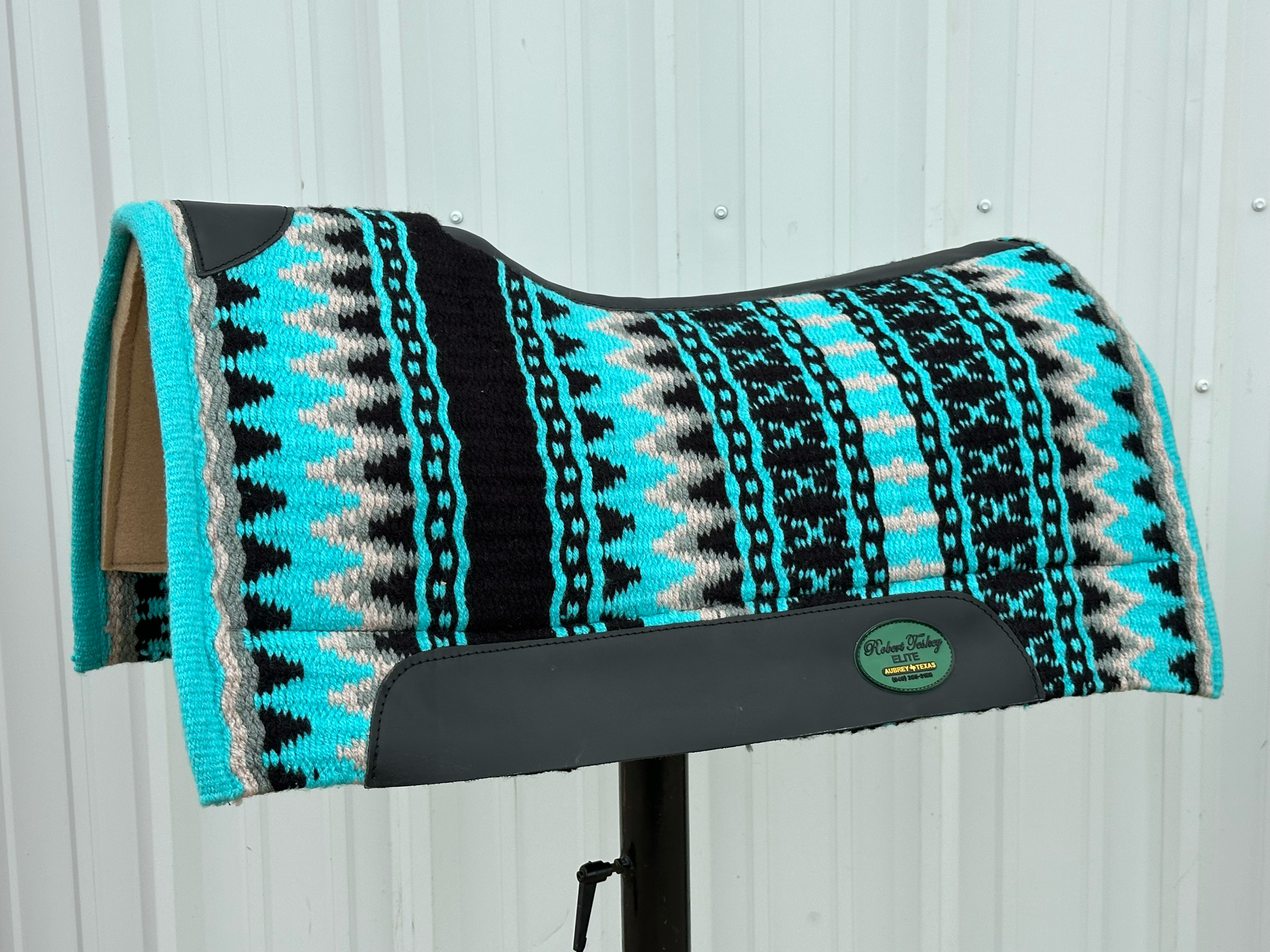 Robert Teskey Elite Wool Top Contoured 1” Memory Felt Bottom Saddle Pad 34”x36” Turqoise