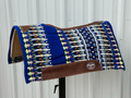 Robert Teskey Elite Wool Top Contoured 1” Memory Felt Bottom Saddle Pad 34”x36” Royal Blue Neon Yellow